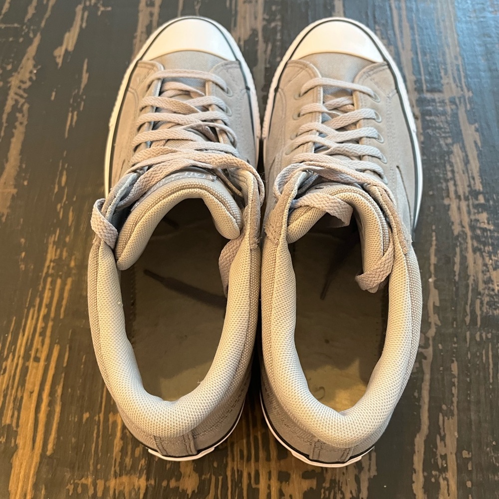 Converse All Star Chuck Taylor Gray & White High Top Canvas & Suede Sneakers - Picture 3 of 11